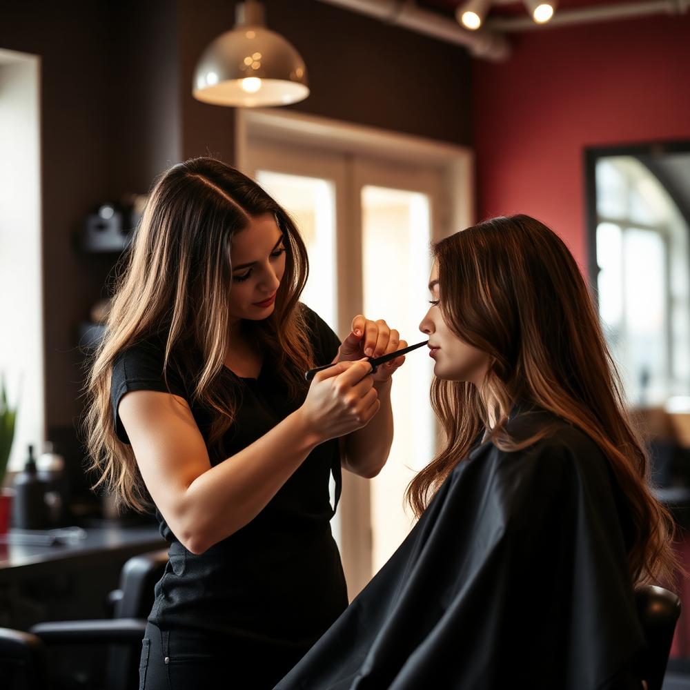 Layered haircut styled in the Chinatown salon